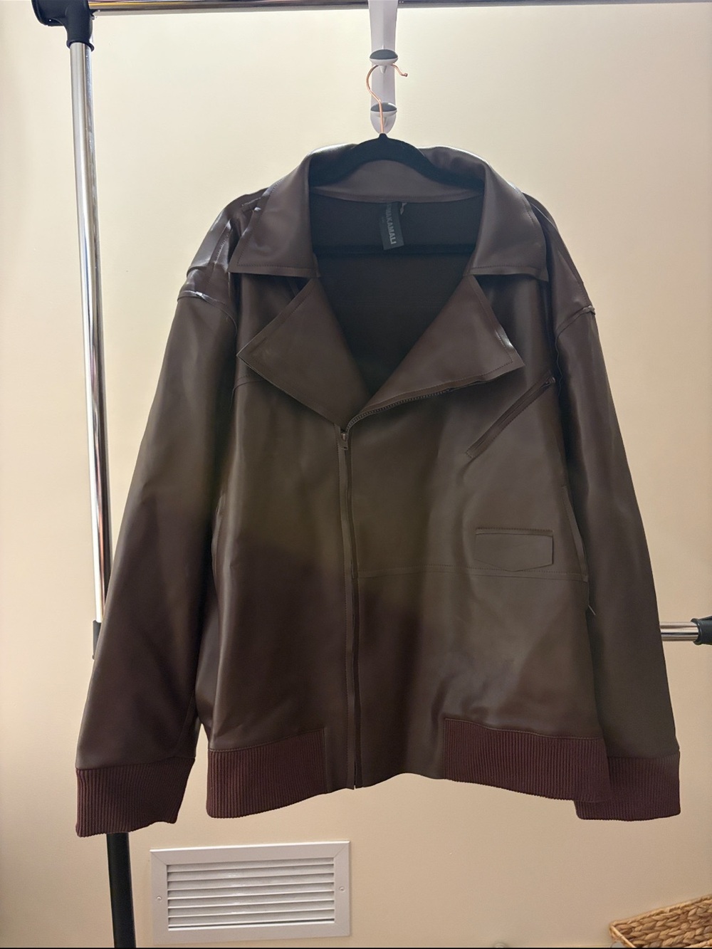 Ladies Dark Brown Leather Zip-Front Jacket